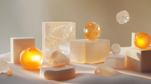 Soft, warm, and elegant still life with abstract shapes