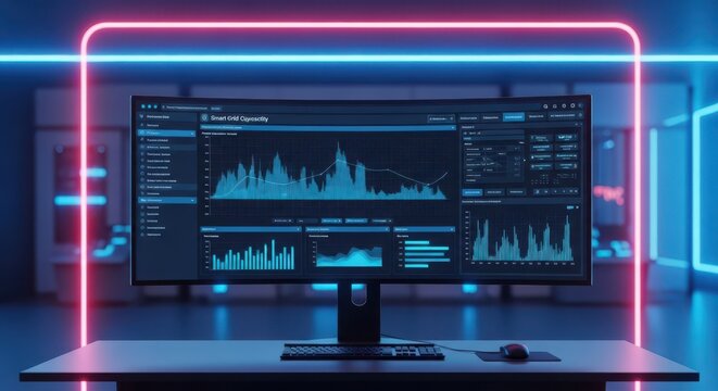 Advanced Smart Grid Cybersecurity Monitoring Dashboard Displaying Real-Time Data Analysis