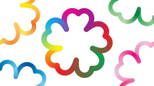 Vibrant rainbow cloud shapes pattern gradient design