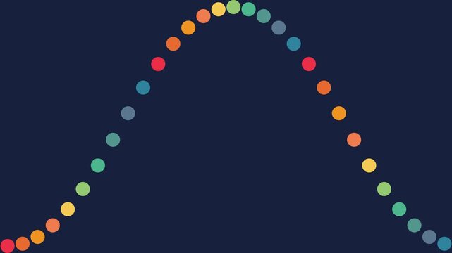Abstract sine wave animation with colorful moving dots on dark background, for motion and, data visualization