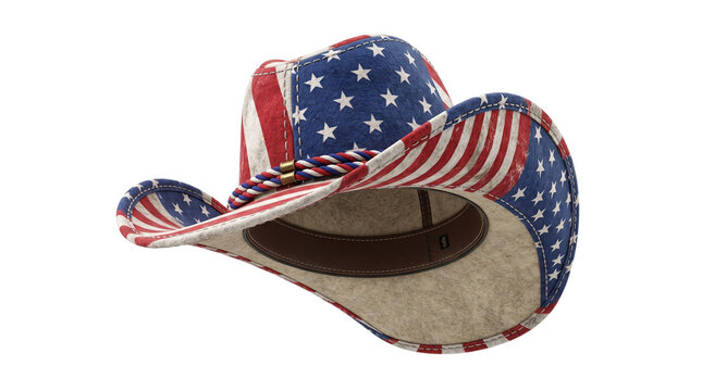 American flag cowboy hat isolated on transparent background