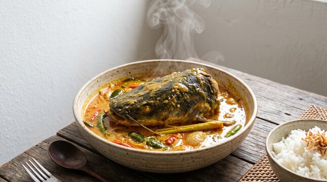 Fish head mangut on plate
