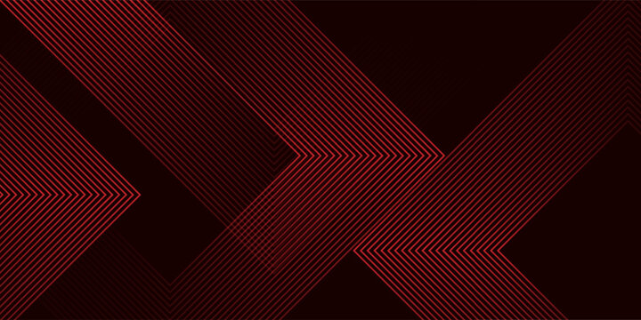 Abstract red neon arrow light glow background. Futuristic cyber laser line motion banner for casino. Dynamic techno perspective beam 3d graphic design. Cool party power and energy boost led tunnel
