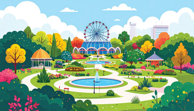 Colorful amusement park fun zone area.