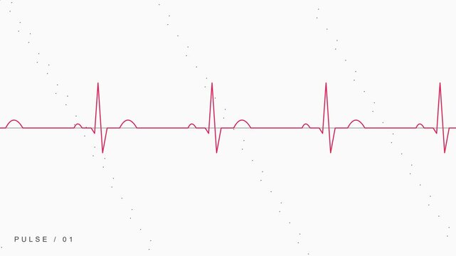 Animated ekg heartbeat monitor line loop, medical cardiology pulse background