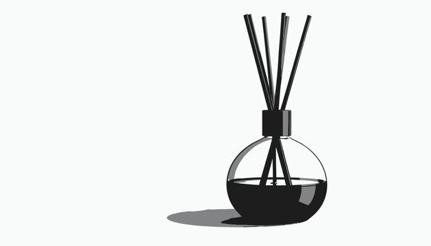 Black glass reed diffuser with sticks.
