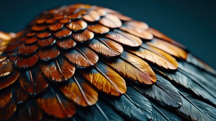 Obraz premium Detailed view of vibrant bird feathers highlighting unique patterns and textures in a stunning close up