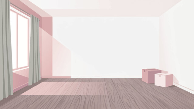 Sunlit Empty Room Interior with Moving Boxes Luminous Hope Joy Future Perfect for Advertising Real Estate Brochure Banner Design