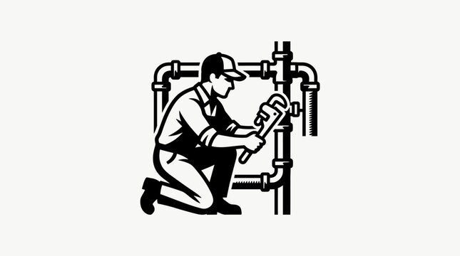 Man working on industrial pipes system.