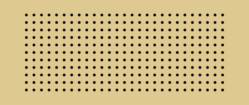 Minimalist design featuring a beige background with evenly spaced black dots, creating a pegboard like pattern. Ideal for use in presentations, web design, or modern vector artistic layouts.Eps10