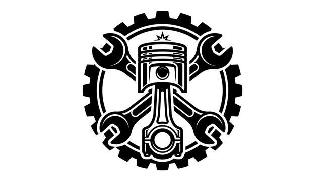 Piston engine part with tools.