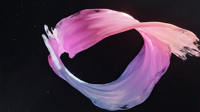 Colorful cloth waves in space with stars around in a creative display