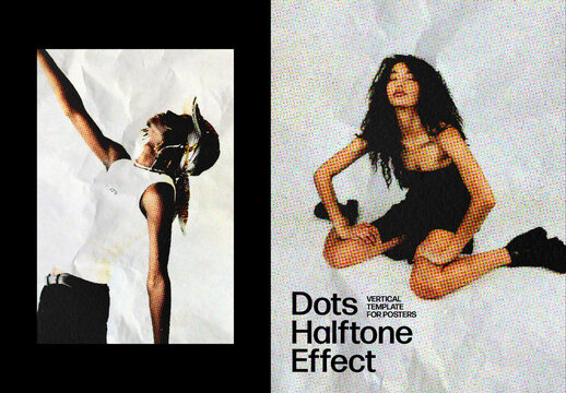 Vertical Pop Art Halftone Photo Effect For Poster And Social Media Design