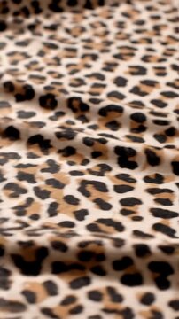 Close-up of leopard print fabric with soft folds and natural movement