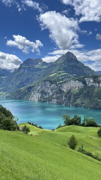 Lake Uri in Switzerland, mountains Niederbauen-Chulm and Oberbauenstock