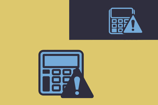 Calculator with warning sign financial audit error concept, calculator