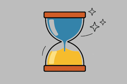 Hourglass time management icon concept with hourglass, deadline