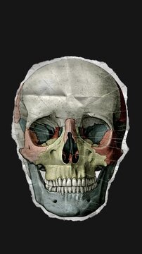 A drag and drop skeleton anatomy themed ephemera that animates into place from torn paper.
