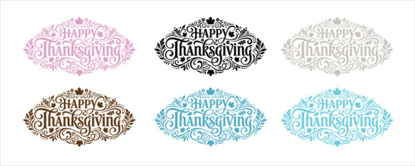 Happy thanksgiving wishes in various colors silhouette © HAFIJUR