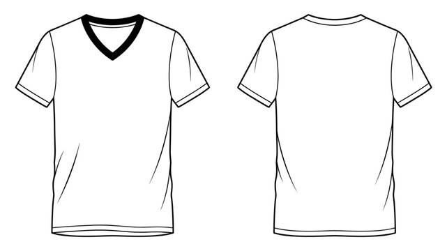 V-neck shortsleeve t-shirt (casual jersey tee) template vector illustration