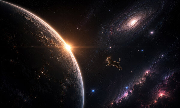 A Cat Floating in Space