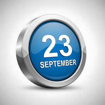 Modern blue button with 23 september date display