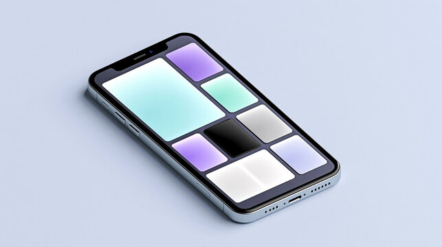 Sleek smartphone showcasing vibrant user interface against a clean and minimalist backdrop
