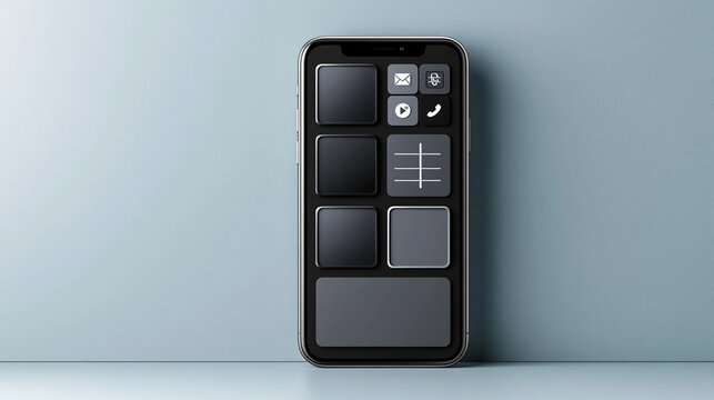 Sleek smartphone showcasing various app icons against a clean and simple backdrop