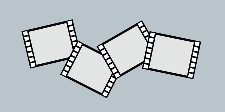 Creative film strip photo frame collage template featuring overlapping cinematic frames. Ideal for photography albums, memory collections, movie-themed designs, scrapbooks, portfolios, presentations.
