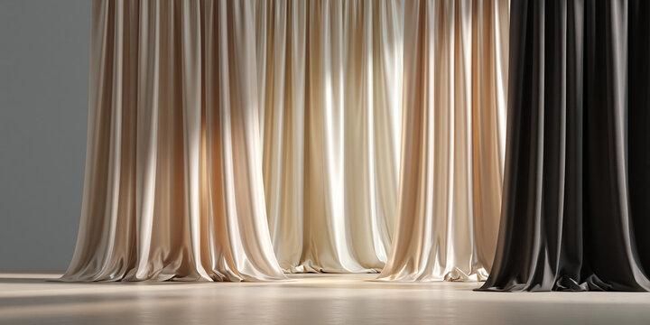 Stylish fabric textures illuminated by soft light creating an inspiring atmosphere for interior design ideas