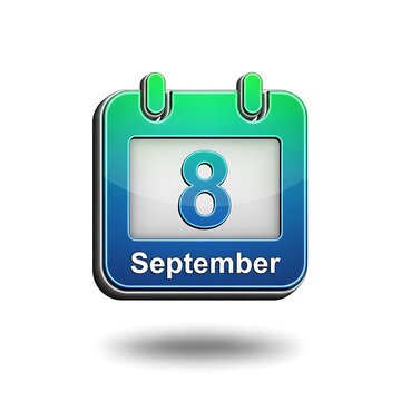 Modern calendar icon showing date eight in september with green and blue accents