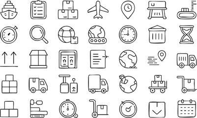 Fototapeta premium Global logistics icon bundle for freight forwarding warehouse and distribution design