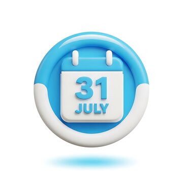 Modern calendar icon showing july 31 date with blue gradient design