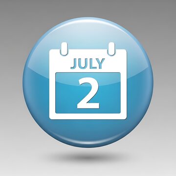 Modern calendar icon showing july 2nd on a blue globe background
