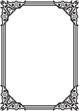 Black monochrome square border. Tatar national ornament. Round ethnic pattern of the Turkic peoples. Asian frame, ring, rectangle.