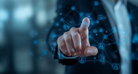 Fototapeta premium Business hand clicks webinar online education internet Online Courses e learning concept � Education and Learning Concept for Academic and Student Success