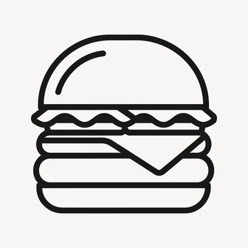 Burger icon vector food illustration simple outline.