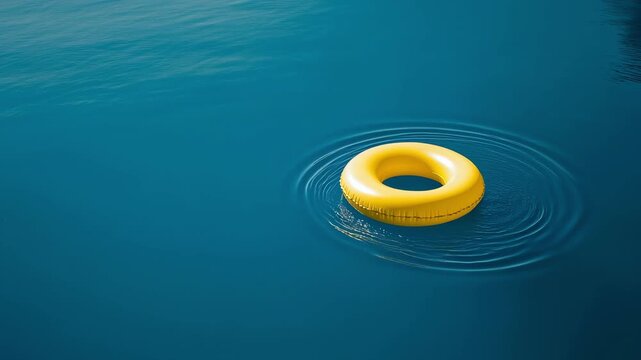 Yellow float ring on calm blue water