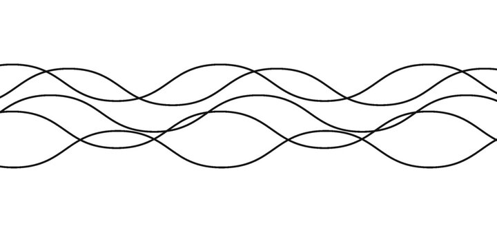 Digital graphical abstract background set. Curved thin wavy line background for artist. Flowing wavy stroke elements on white page. Thin line wavey background on isolated white background. EPS 10.