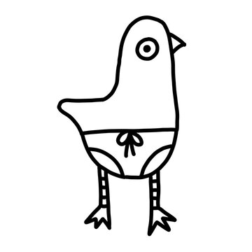 Strange minimalist indie bird wearing hipster underpants