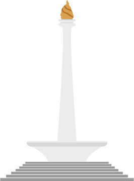 monas indonesian national monumen flat vector asset for travel guide infographic and city background template white and gold