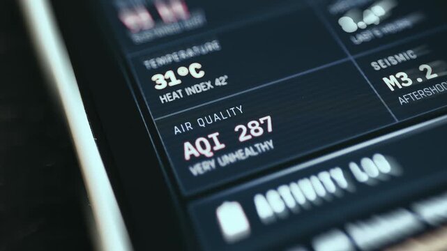 Dashboard interface displaying environmental emergency stats