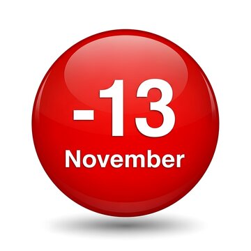 Red circular badge showing negative thirteen november date