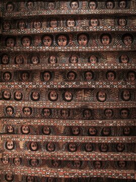 Painted ceiling in a church, Gondar, Ethiopia