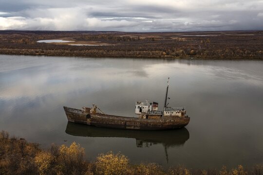 Shipwreck, Kolyma, Chersky, Yakutia, Russia