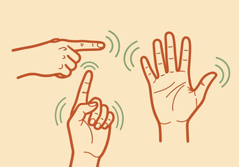 Fototapeta premium Hands Gestures Illustration, Outline Graphic, Minimalist Communication Concept.