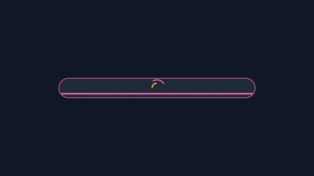 Minimalist neon loading bar animation with circular progress indicator on dark background, digital