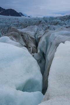 Icefall, Huge glacier in Hornsund, Arctic, Svalbard, Norway
