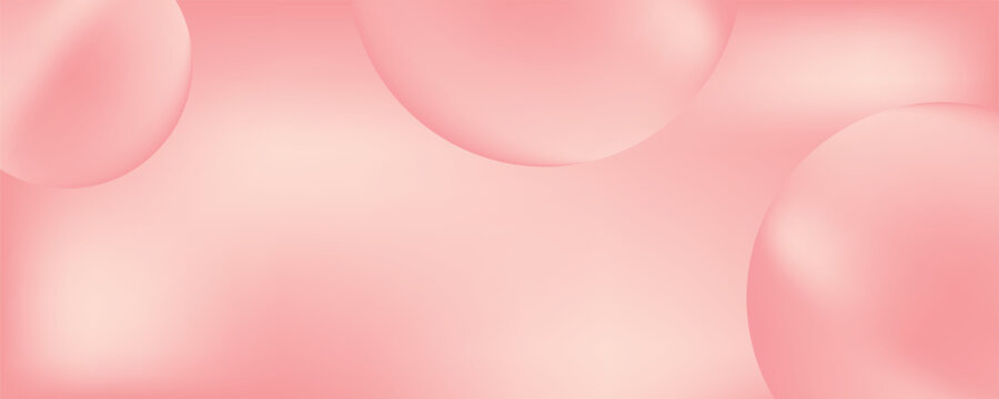 Beautiful 3D water bubble background. 3D illustration of transparent bubble drops on smooth peach gradient background. Smooth peach water bubbles