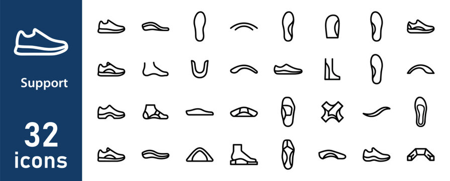Shoe and foot support icons for orthotics and comfort